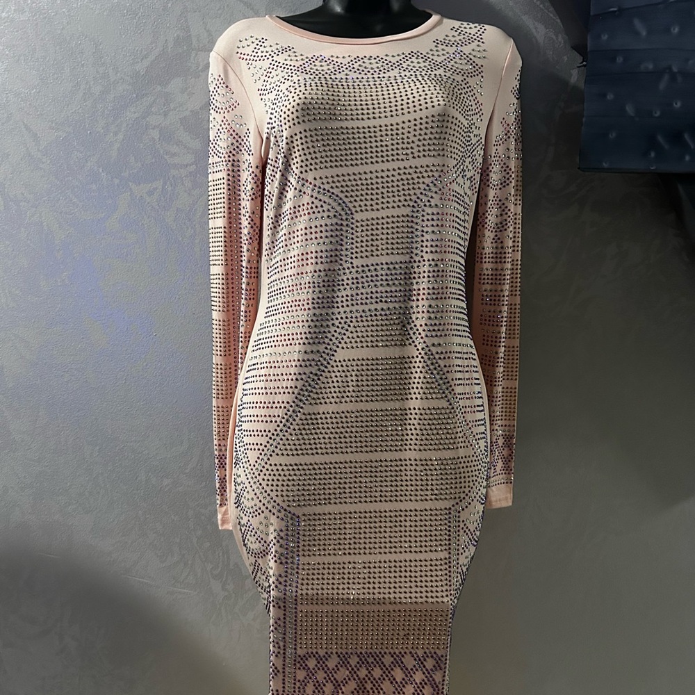 Elegant Beige Patterned Dress